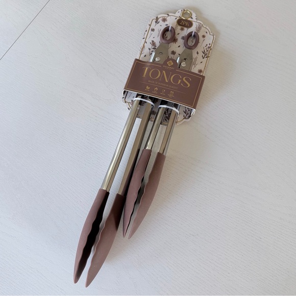 Brown and Silver Gourmet Superior Quality Kitchen Tongs Set of 2 - Picture 5 of 7